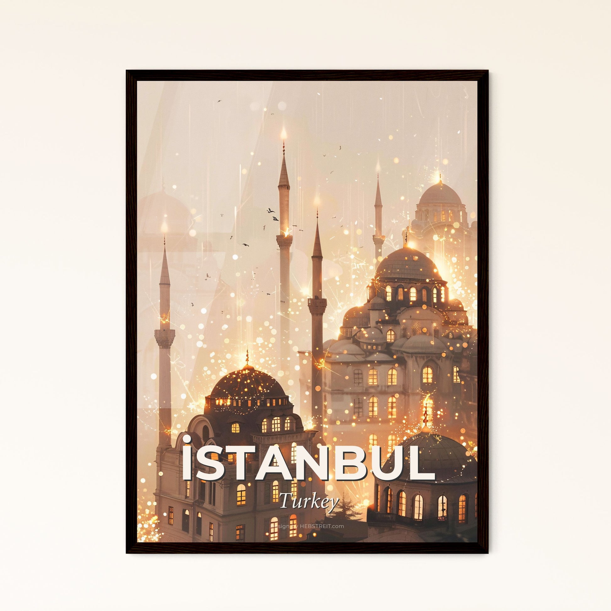 Istanbul City Lights Architectural Art Poster - A group of buildings with towers and towers