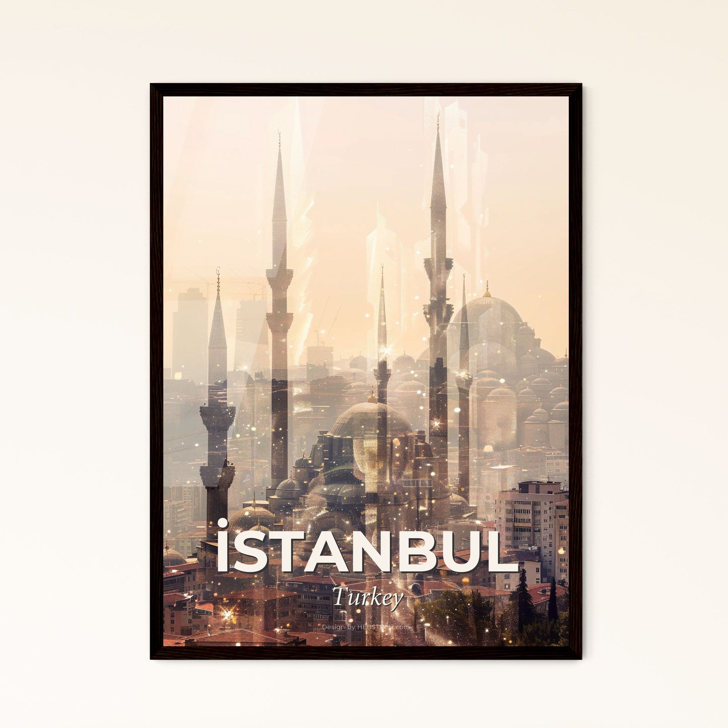 Istanbul Skyline Art: Double Exposure Composite - A city with tall towers and buildings