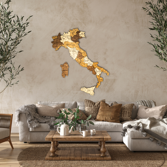 Rustic Wood Map of Italy – Artistic Wall Art for Modern Interiors