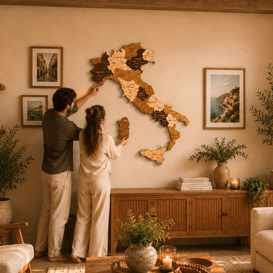Rustic Wood Map of Italy – Artistic Wall Art for Modern Interiors