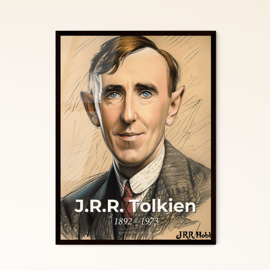 Captivating Portrait of J.R.R. Tolkien: Iconic Fantasy Author, Elegant Contemporary Art Print Perfect for Home Decor & Gifting