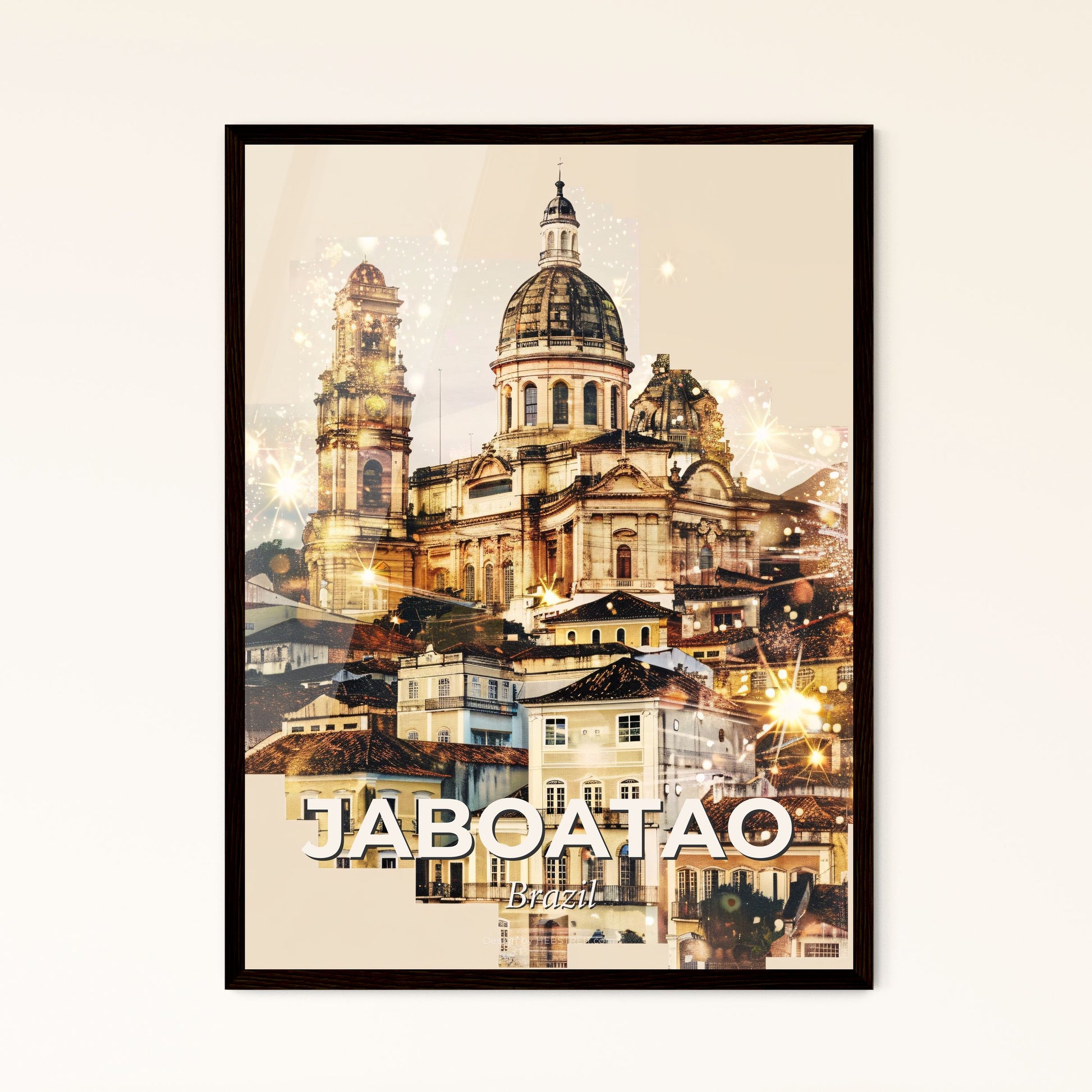 Jaboatao Skyline Double Exposure Art Poster - A large building with a dome on top