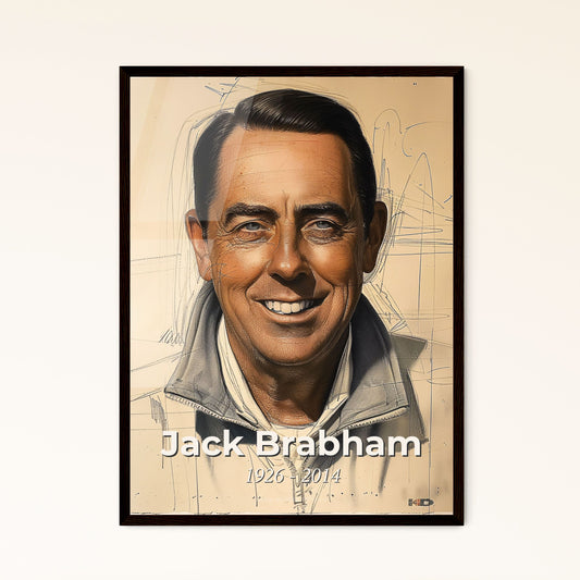 Jack Brabham: Captivating Contemporary Portrait of the Racing Legend - Three-Time F1 Champion, Framed Art for Home Decor