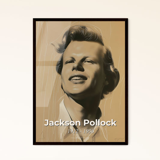 Dynamic Abstract Expressionism: Captivating Portrait of Jackson Pollock - Limited Edition Print for Elegant Home Décor