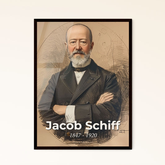 Elegant Portrait of Jacob Schiff (1847-1920): A Revolutionary Banking Visionary in Dynamic Contemporary Art Print