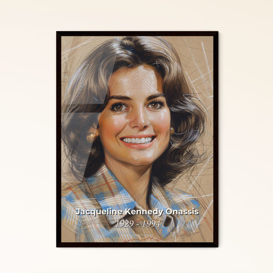 Elegant Jacqueline Kennedy Onassis Portrait: Contemporary Art Print - Iconic First Lady in Dynamic Lines & Subtle Hues for Home Decor