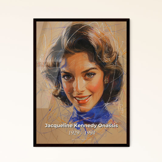 Elegance Redefined: Jacqueline Kennedy Onassis - A Refined Portrait in Contemporary Art on Beige, Celebrating Timeless Style