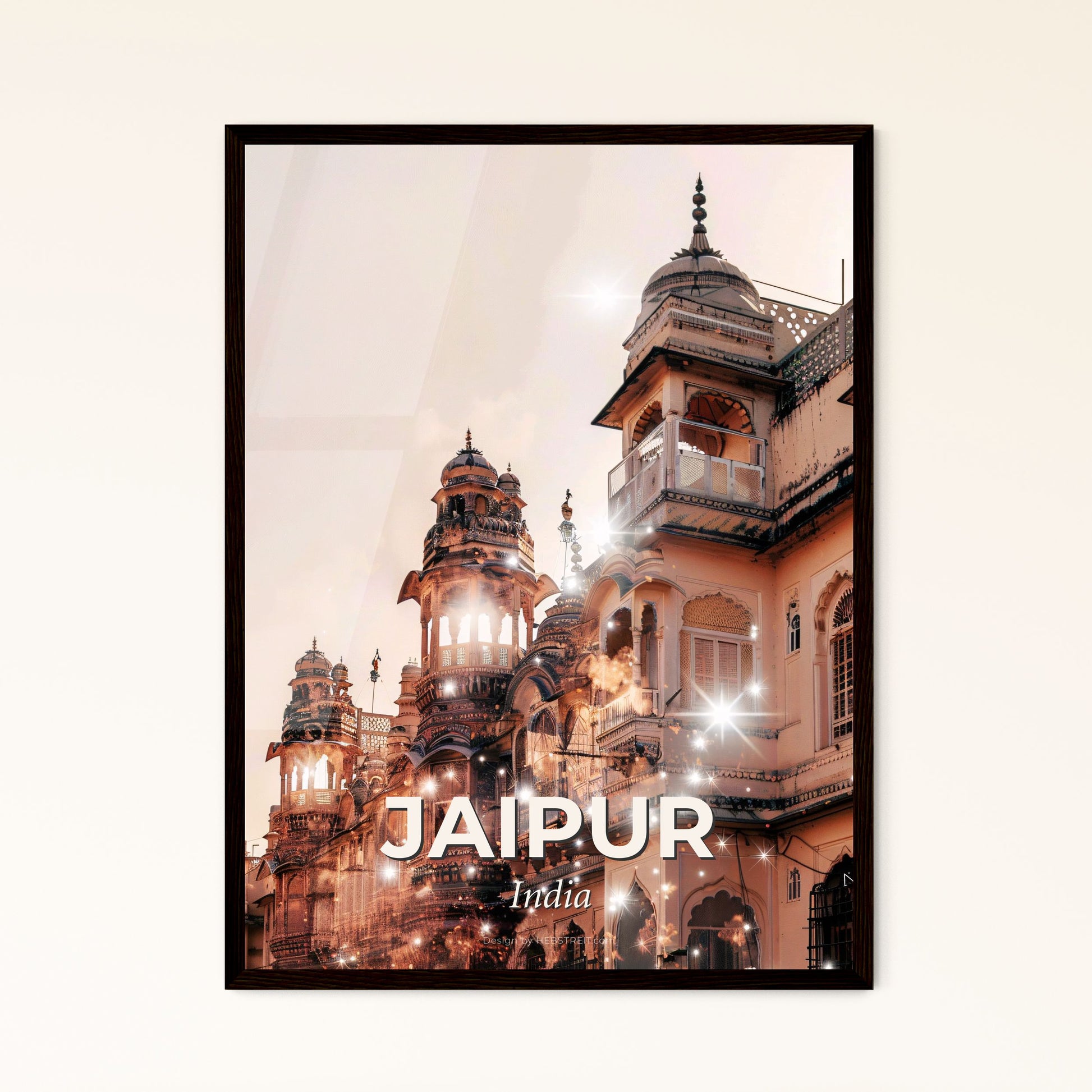 Jaipur Skyline Double Exposure Art Poster - A building with many windows