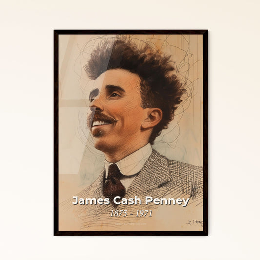 Elegant Portrait of J.C. Penney: A Modern Artistic Tribute to the Iconic Founder, Perfect for Home Décor & Gifting