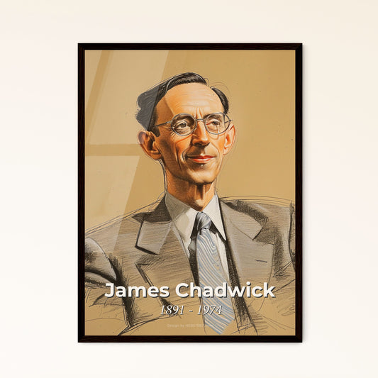 Celebrating James Chadwick: Dynamic Portrait of the Neutron Discoverer – Stunning Contemporary Artwork for Elegant Interior Design