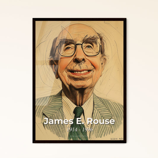 Radiant Portrait of James E. Rouse: Visionary Urban Developer - Contemporary Art Print in Elegant Hues for Home Décor