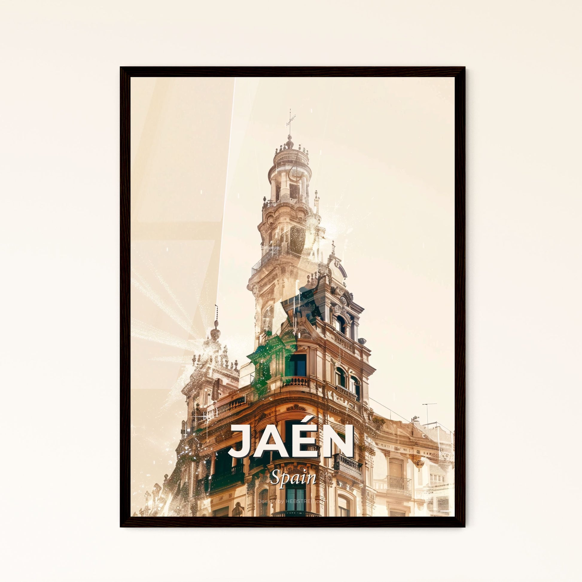 Jaén Skyline Architecture Composite Art Poster - A building with a cross on top