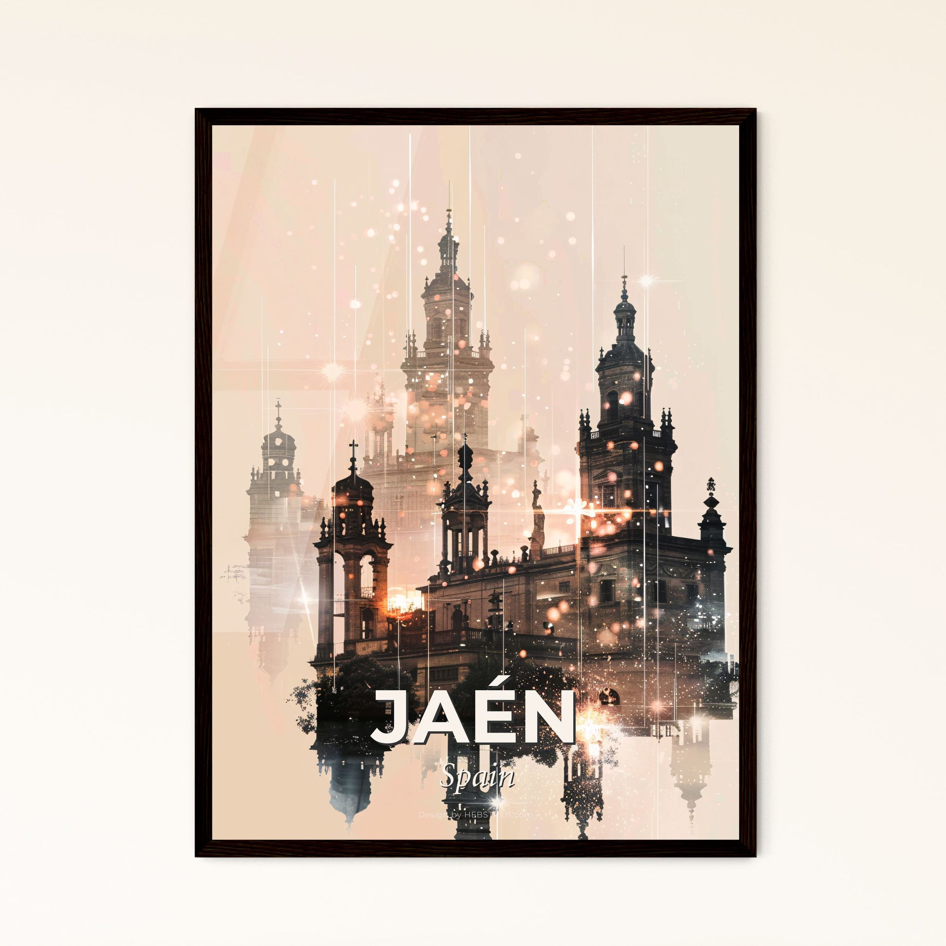 Jaen Spain Skyline Artistic Photography Poster - A building with towers and lights