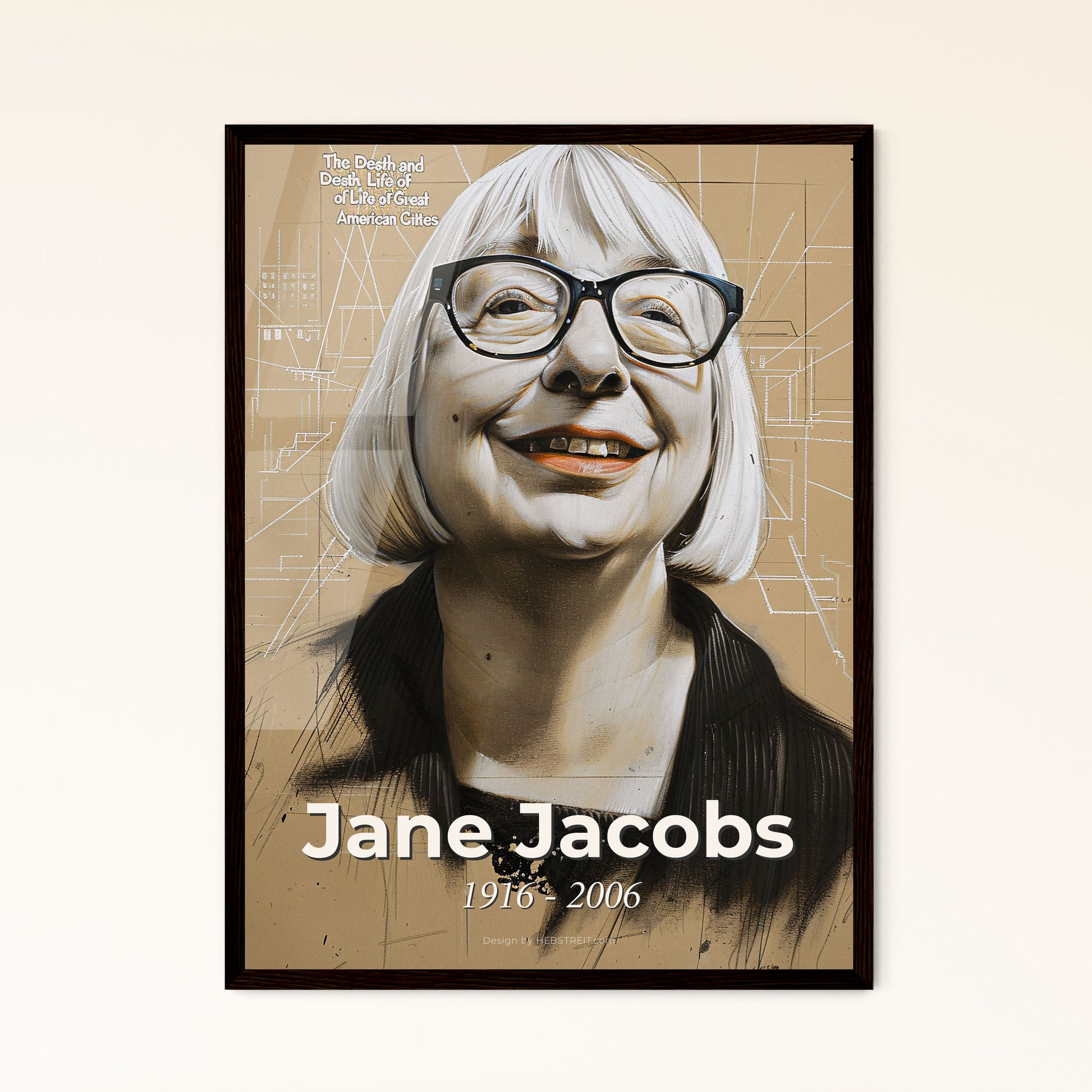 Visionary Urbanist Jane Jacobs: A Captivating Contemporary Portrait Art Print Celebrating Community and Design