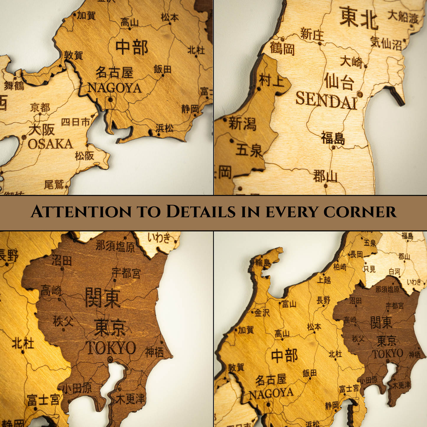 3D Japan Wooden Wall Map – Elegant Wall Art with City Names