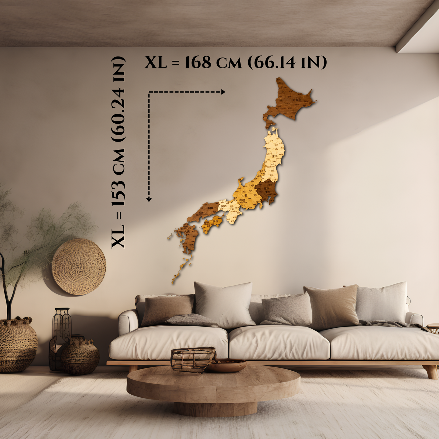 3D Japan Wooden Wall Map – Elegant Wall Art with City Names