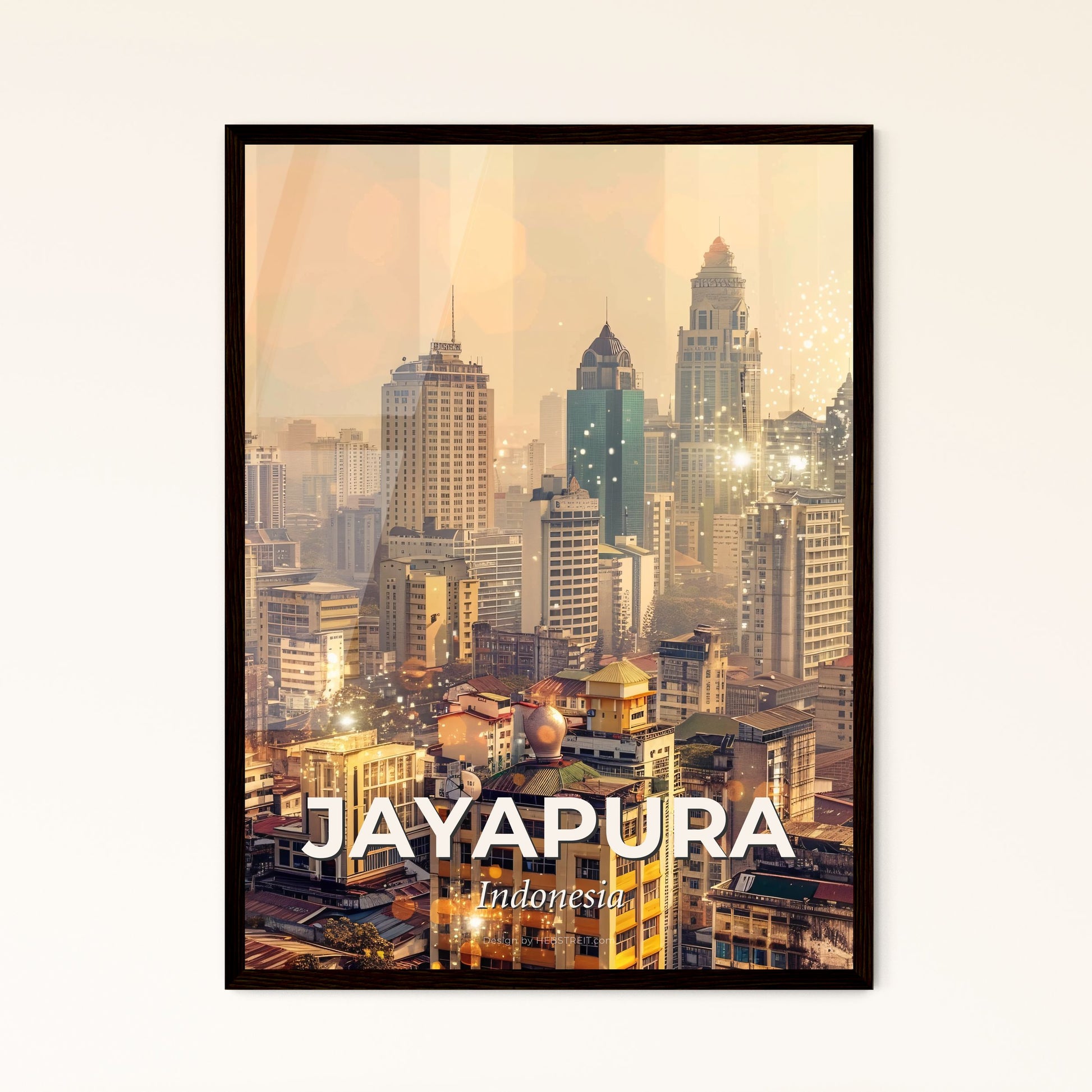 Jayapura Cityscape Composite Art Poster - A city with many tall buildings