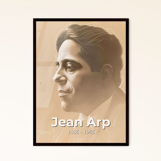 Elegant Abstract Portrait of Jean Arp: Dynamic Lines & Subtle Colors – Perfect for Contemporary Home Decor & Unique Gifting