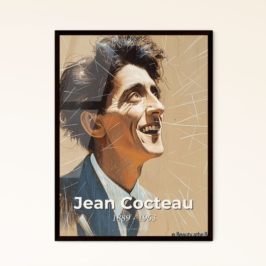 Elegant Contemporary Portrait of Jean Cocteau: Avant-Garde Icon in Dynamic Hues - Perfect for Gift or Home Decor!