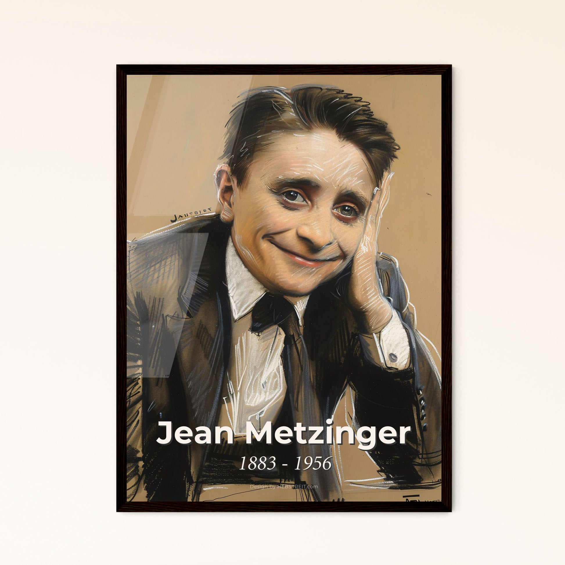 Dynamic Cubist Elegance: Portrait of Jean Metzinger - A Contemporary Masterpiece in Hued Lines & Textures for Stylish Interiors