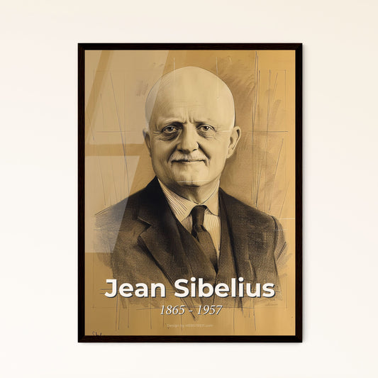 Elegant Portrait of Jean Sibelius: A Captivating Contemporary Artwork Celebrating the Finnish Composer's Legacy in Home Décor