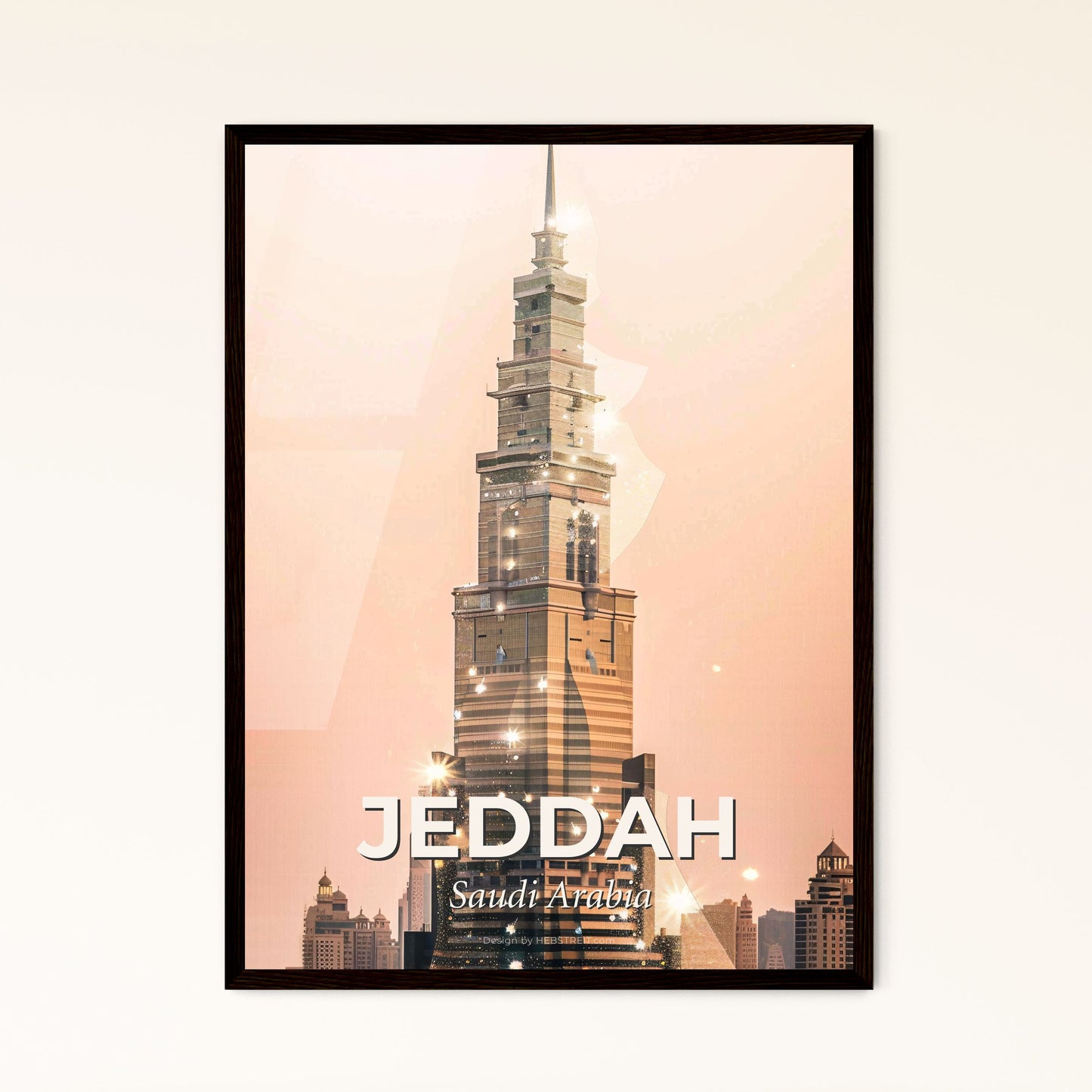 Jeddah Skyline Art: Double Exposure, Local Icons - A tall building with a pointed top