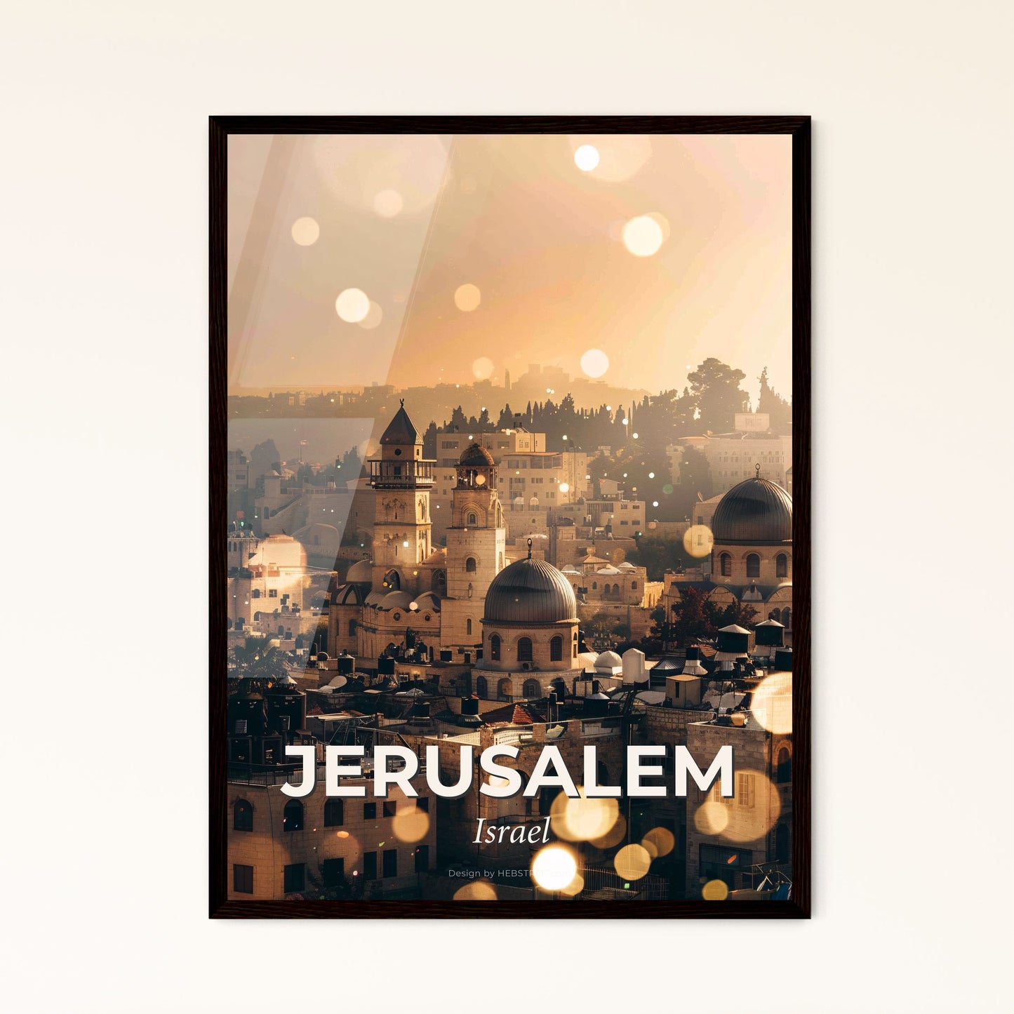 Jerusalem Skyline Art: Double Exposure Wonders - A city with many buildings and a few trees