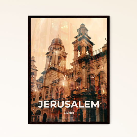 Jerusalem Skyline Double Exposure Composite Art - A large building with a large tower