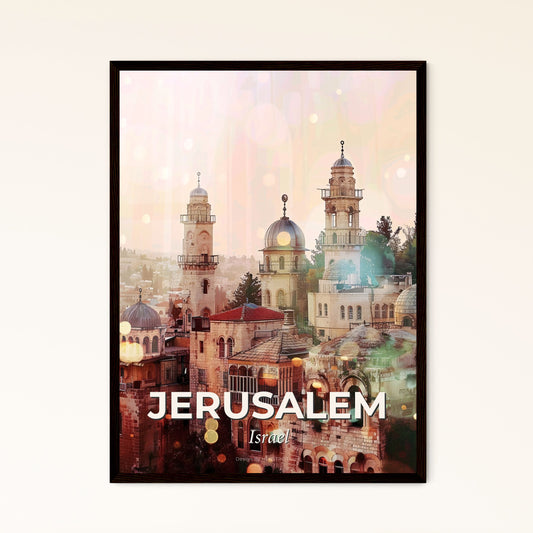 Jerusalem Skyline Classic Art Poster - A group of buildings with towers and domes