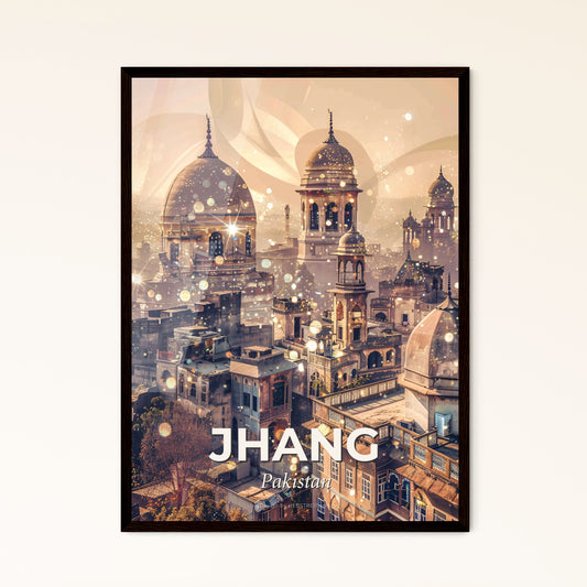 Jhang Skyline City Lights Artwork - A city with many domes and a few lights