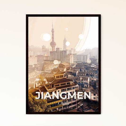 Jiangmen City Skyline Poster Double Exposure - A city with many buildings