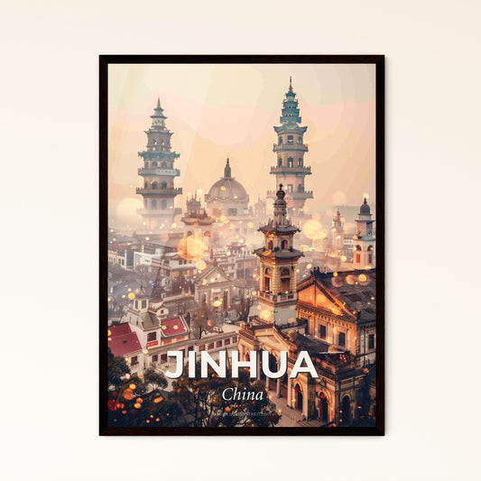 Jinhua Double Exposure Cityscape Symphony - A city with tall towers