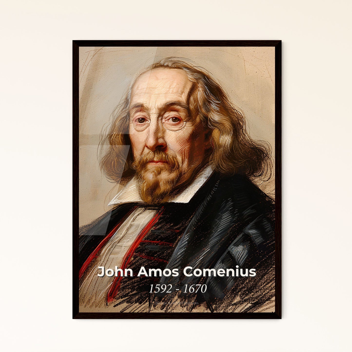 Elegant Contemporary Portrait of John Amos Comenius: Pioneer of Modern Education - Thoughtful Art for Home Décor