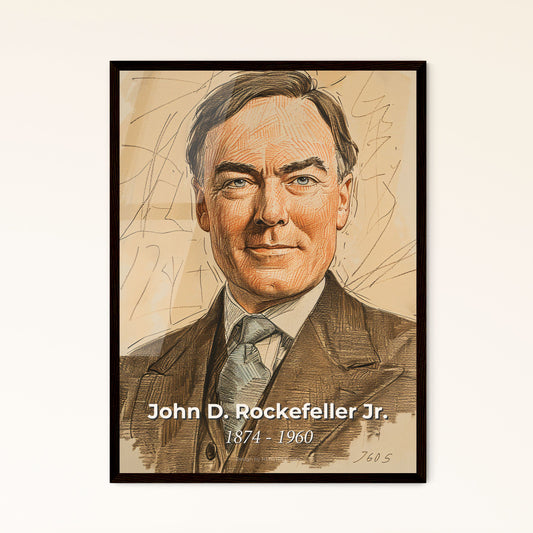 Elegant Portrait of John D. Rockefeller Jr.: A Captivating Blend of Contemporary Art & Timeless Philanthropy for Your Collection