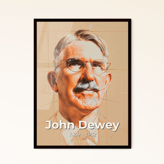 John Dewey: Celebrated Pioneer of Progressive Education - Stunning Contemporary Art Print with Dynamic Lines & Elegant Hatching