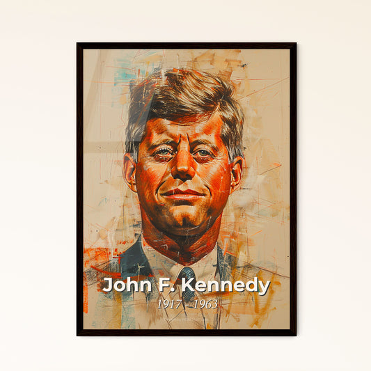 Captivating Charisma: John F. Kennedy Portrait in Contemporary Art - A Striking Print for Home Decor and Timeless Elegance