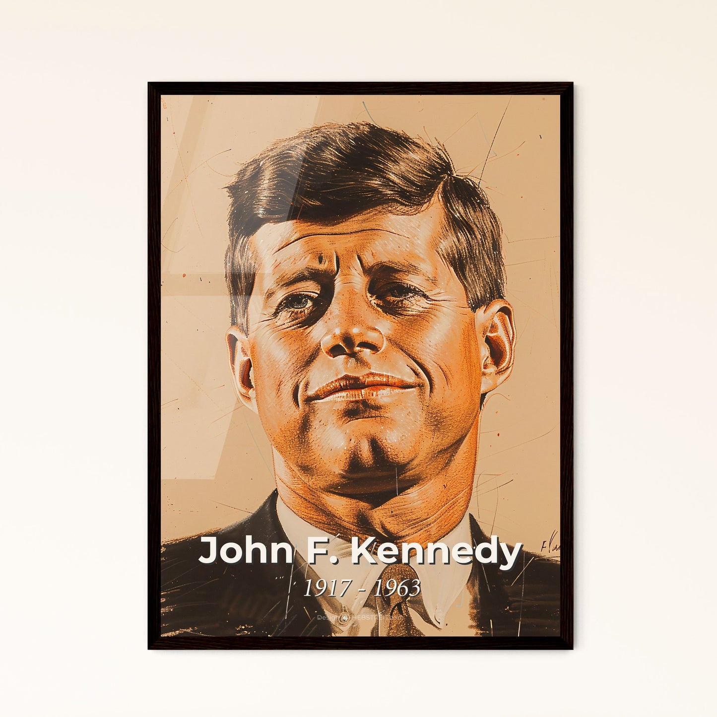 Charismatic Legacy: John F. Kennedy Portrait - Elegant Contemporary Art Print for Home Decor, Gift, or Framed Collections