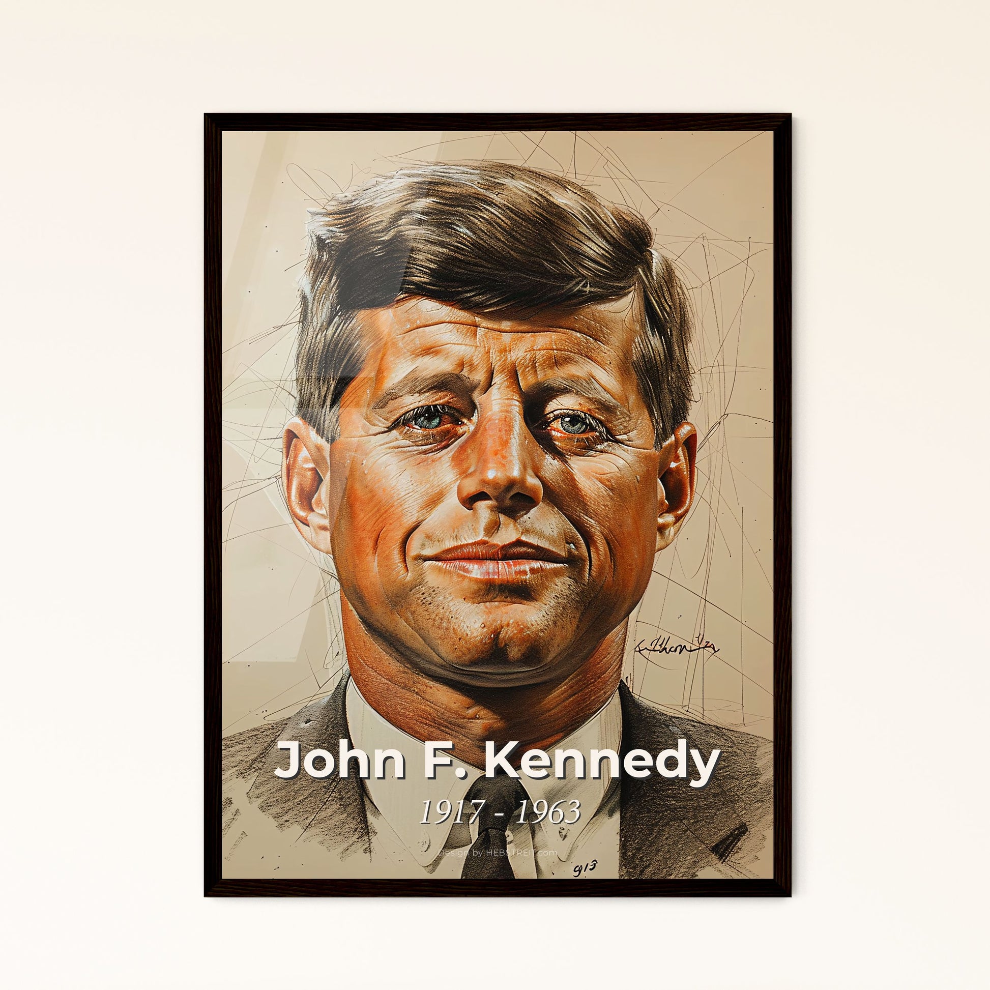 Charismatic Legacy of JFK: A Contemporary Art Tribute in Dynamic Lines – Perfect Home Decor Gift or Statement Piece!