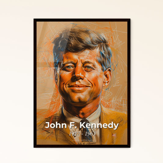 Captivating Charisma: John F. Kennedy Portrait - Contemporary Art Print, Framed or Aluminum, Perfect Gift for Home Decor