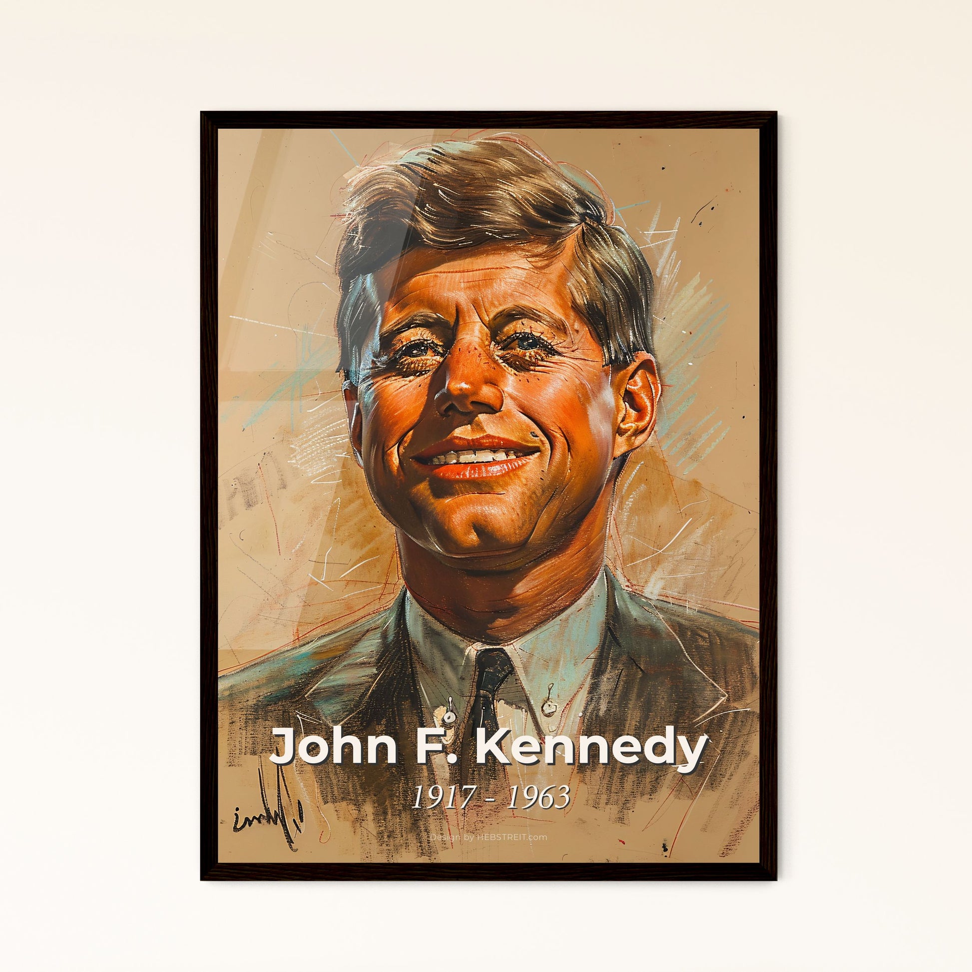 Charismatic JFK: A Contemporary Art Portrait - Captivating Lines & Textures in a Unique Tribute to America's Iconic Leader