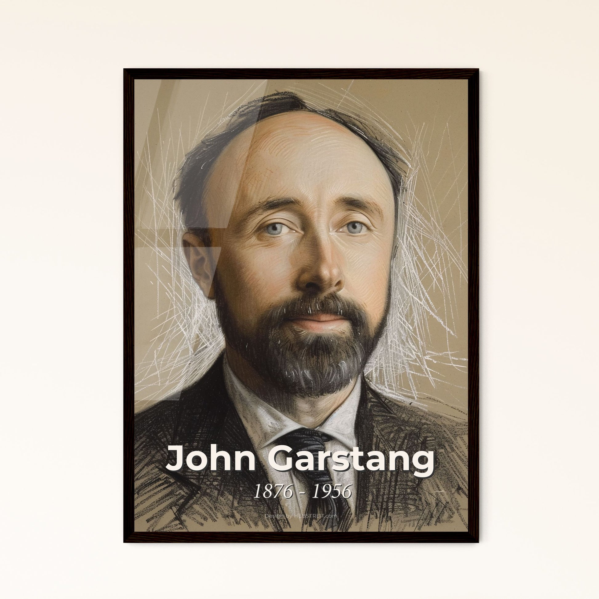 Captivating Portrait of John Garstang: Celebrated British Archaeologist of Jericho - Contemporary Art on Beige, Stunning Details