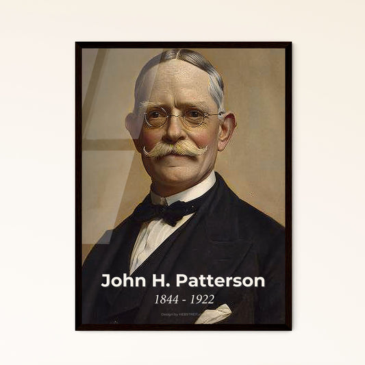 Dynamic Portrait of John H. Patterson: Innovative Founder of NCR - Contemporary Art Print on Bright Beige for Elegant Home Decor