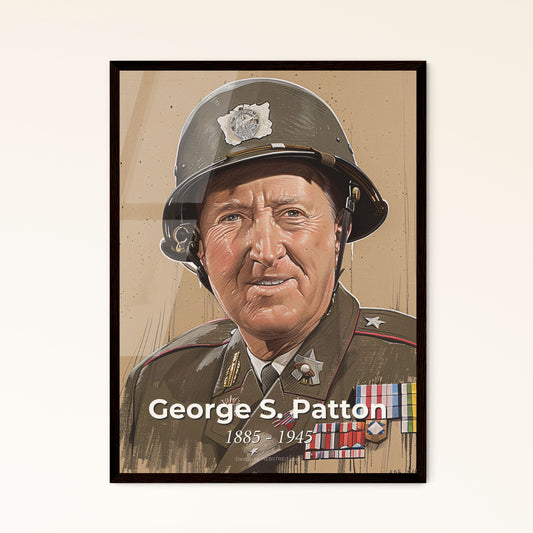 Dynamic Portrait of General George S. Patton: A Timeless Tribute in Contemporary Art – Perfect for Home Decor & Gifts!