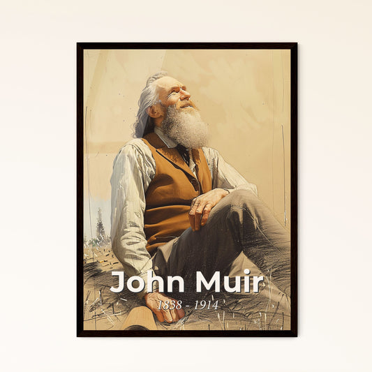 Captivating John Muir Portrait: Contemporary Art Print Celebrating Nature's Champion - Perfect for Home Decor & Gifts