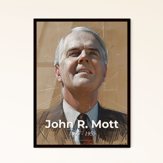 Elegant Portrait of John R. Mott: A Visionary Evangelist - Distinctive Contemporary Art Print for Sophisticated Home Décor