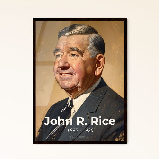 John R. Rice: Radiant Portrait of a Fundamentalist Icon - Contemporary Art Print in Dynamic Hues for Elegant Home Decor