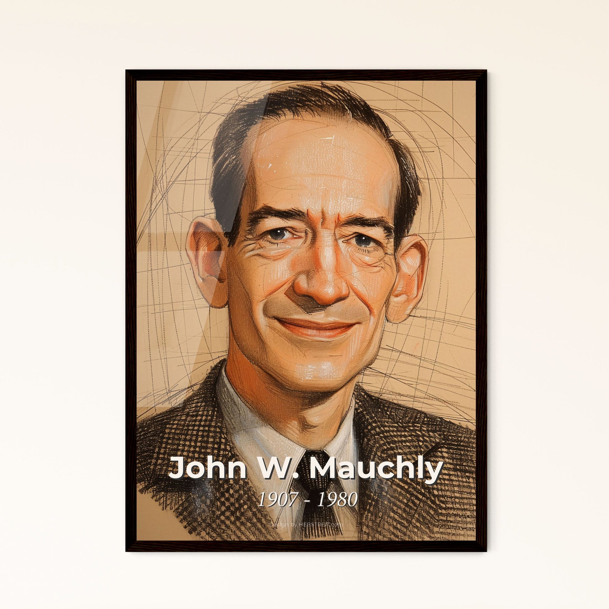 Dynamic Portrait of John W. Mauchly: Visionary Physicist & ENIAC Co-Inventor - Contemporary Art Print for Unique Home Décor