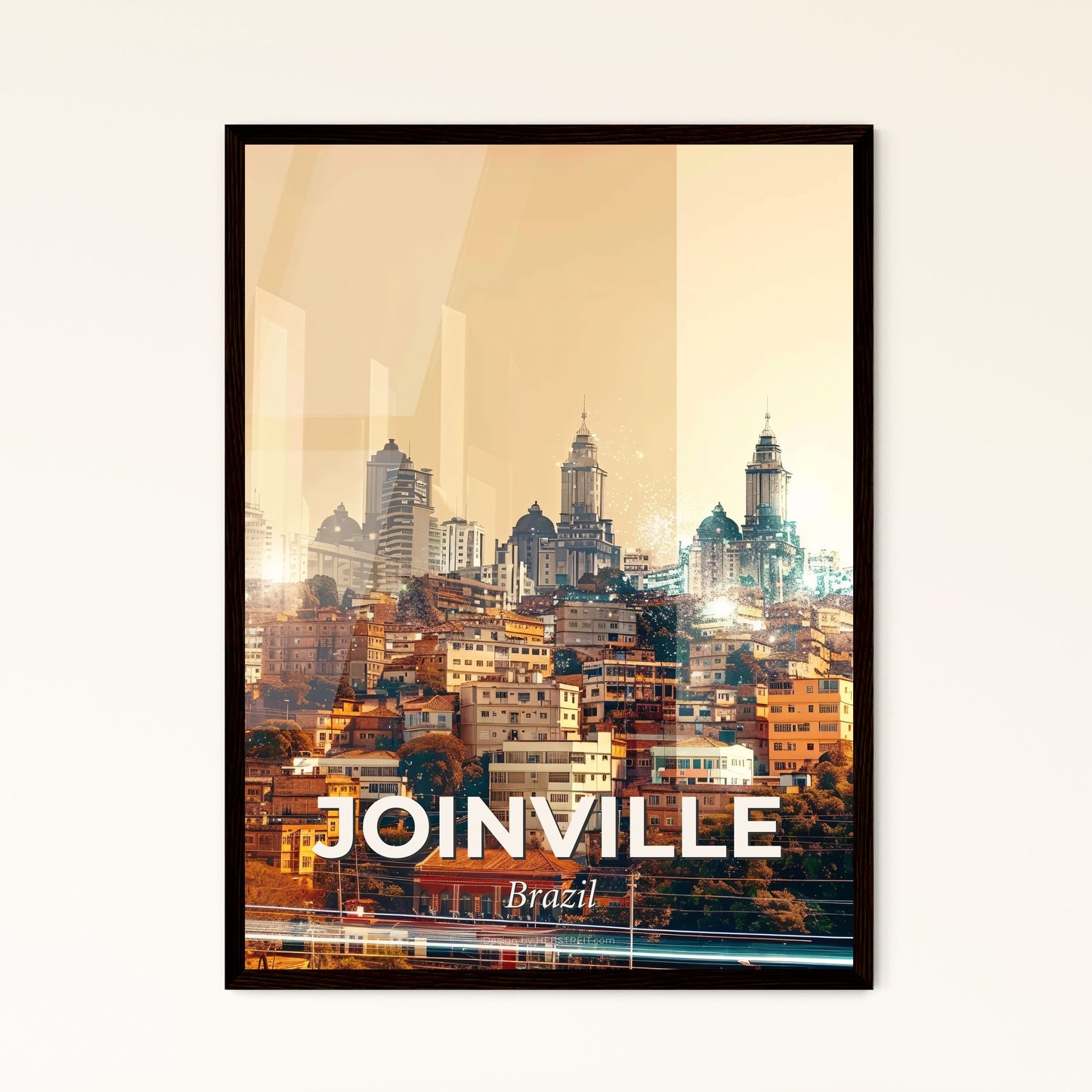 Joinville City Skyline Architectural Symphony Poster - A city with buildings and trees