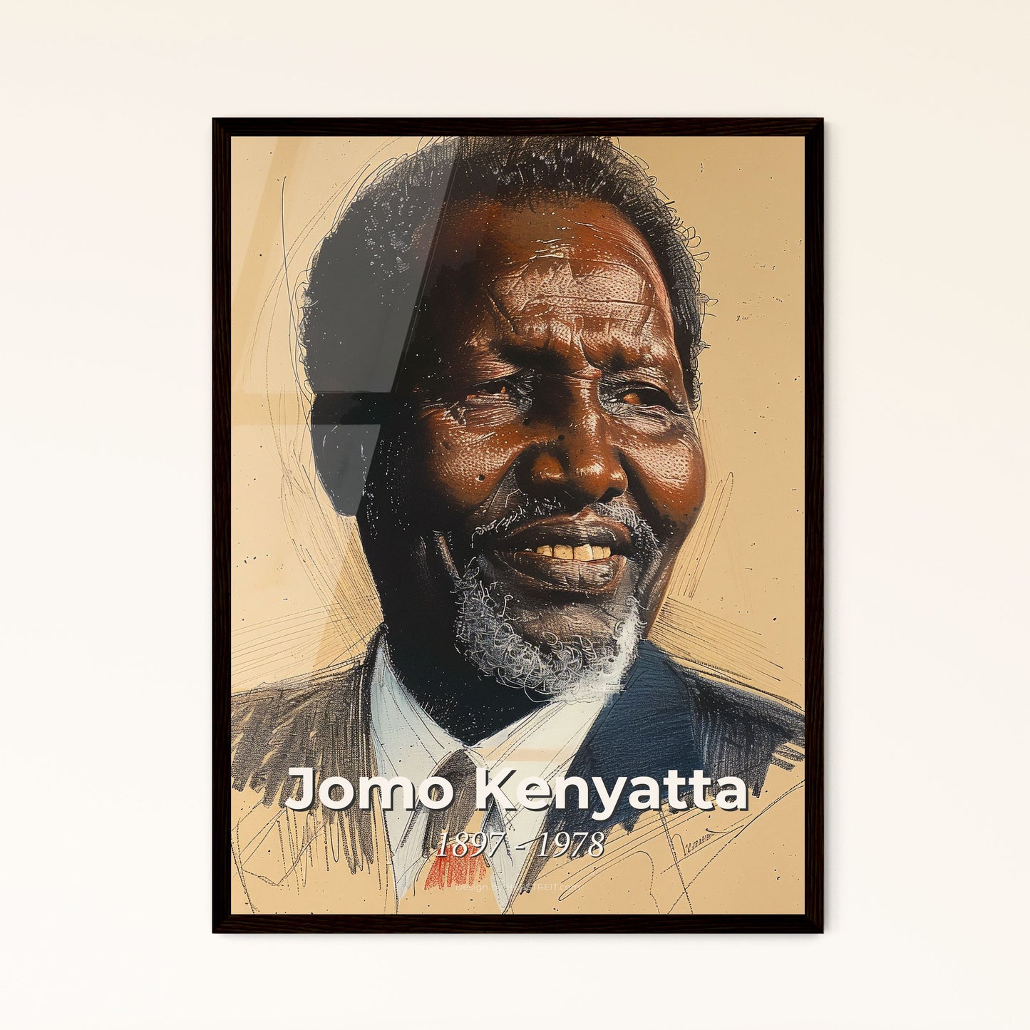 Jomo Kenyatta: A Vibrant Tribute to Kenya's Independence in Contemporary Art - Elegant Framed Print & Stunning Aluminum Options