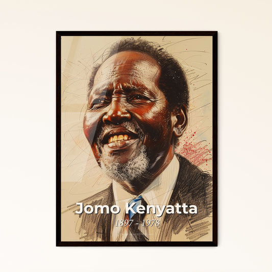 Elegant Portrait of Jomo Kenyatta: A Vibrant Tribute to Kenya's First President - Contemporary Art for Inspiring Home Decor